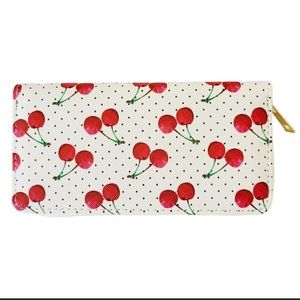 TOO SWEET! CHERRY PRINT WALLETS WITH GOLD TONE HARDWARE!